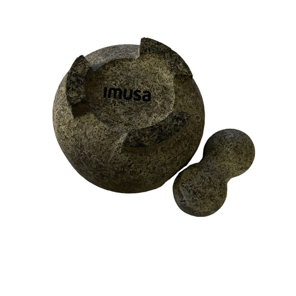 Granite Stone Mortar and Pestle Molcajete Mexican Salsa Bowl 6 Inch - Picture 2 of 4